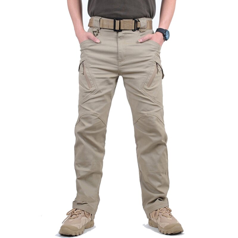 Outdoor Military Tactical Pants Men's Casual Loose Zipper Pocket Solid Color Cargo Pants X9 Men's Sports Combat Jogging Trousers