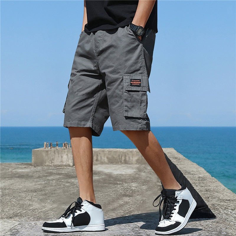 Summer Cargo Shorts Men Camouflage Buttons Loose Casual Multi-Pocket Baggy Shorts Streetwear Hip Hop Military Tactical Shorts