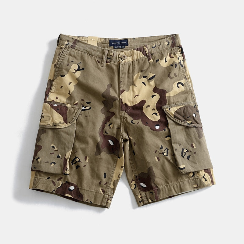 Summer New Men's camo casual casual loose cotton straight-tube cargo shorts multi-pocket pants