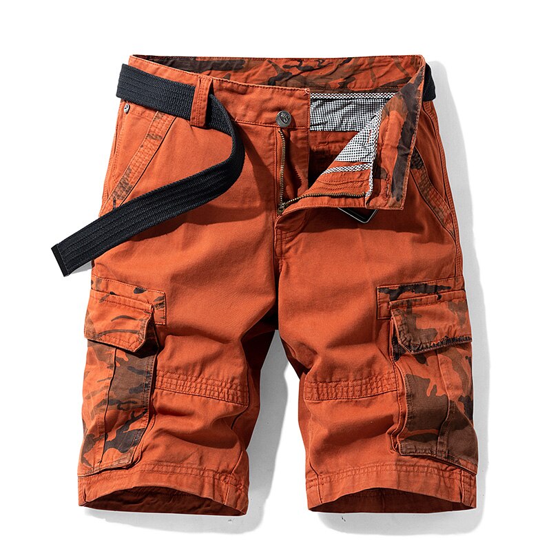 2023 New High Quality Men Camo Pattern Illustrated Cargo Shorts Men's Summer Casual Loose Pocket Pants without Belt