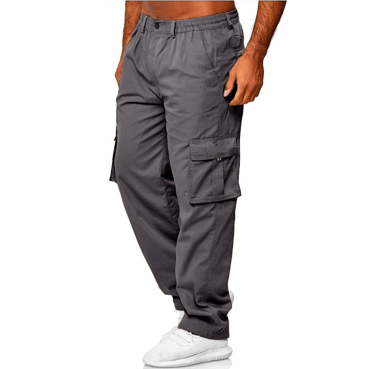 Men Cargo Pants Summer Work Trousers Stretch Waist Loose Multi Pocket Casual Trousers Pants Sports Outdoor Wearing