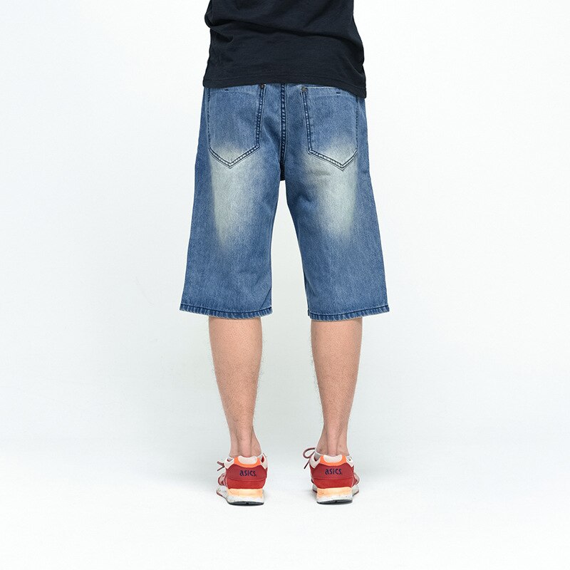 Plus Size Mens Loose Baggy Denim Shorts Fashion Streetwear Hip Hop Skateboard Cargo Jeans Short for Male Straight Short Pants