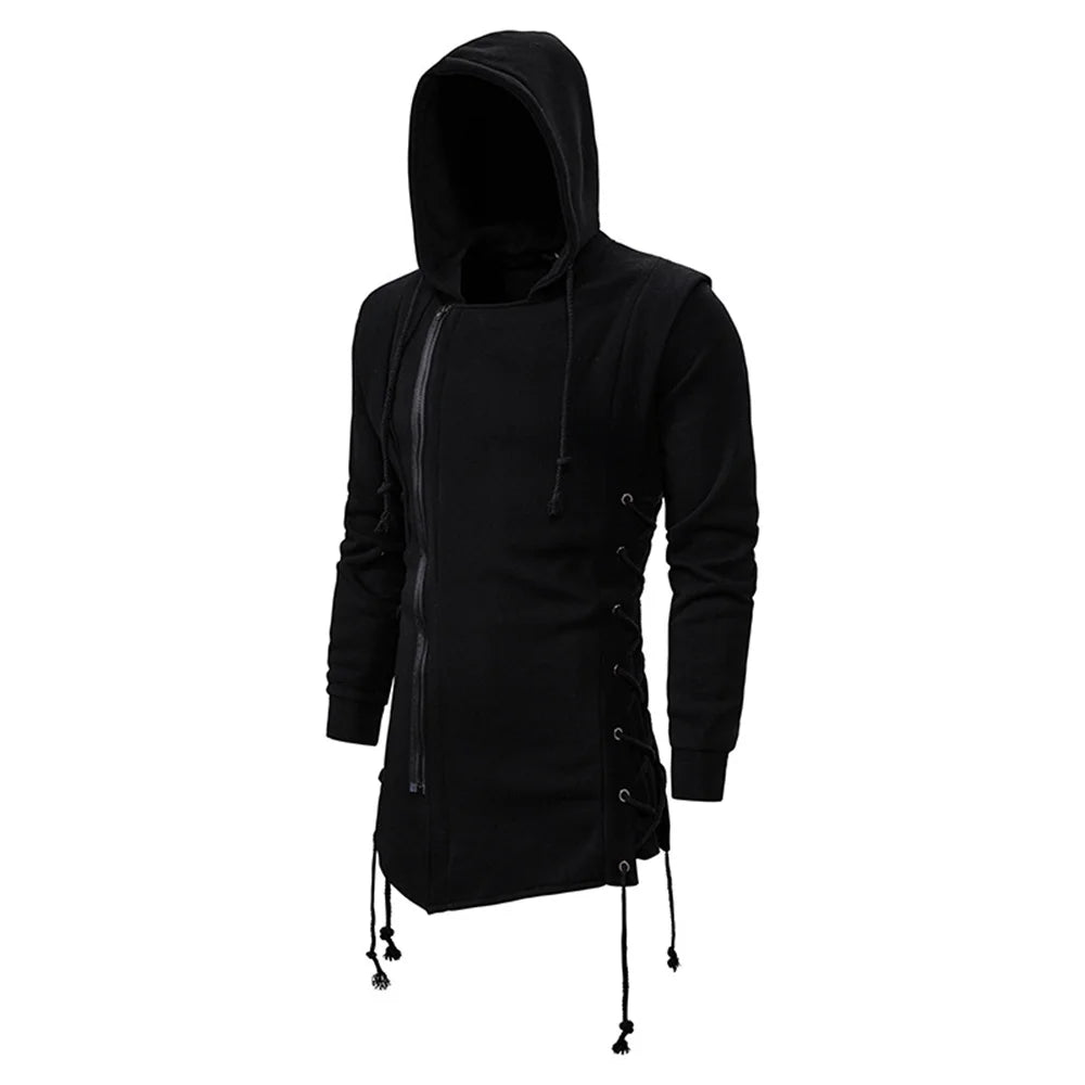 New Spring Autumn Men Hooded Hoodies Sweatshirts Casual Solid Long Sleeve Hoodies Men Fashion Zippers Loose Streetwear Outerwear