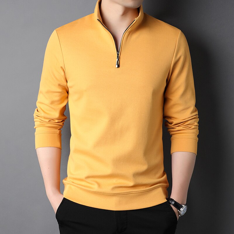 Top Grade 2023 New Fashion Brand Luxury Zipper Polo Shirt Men Casual Plain Korean Solid Color Long Sleeve Tops Mens Clothing