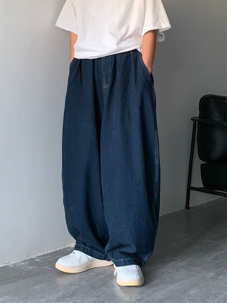 Wide Leg Cargo Pants Streetwear Baggy Jeans New Spring Autumn Men Korean Fashion Loose Straight Male Brand Clothing Black