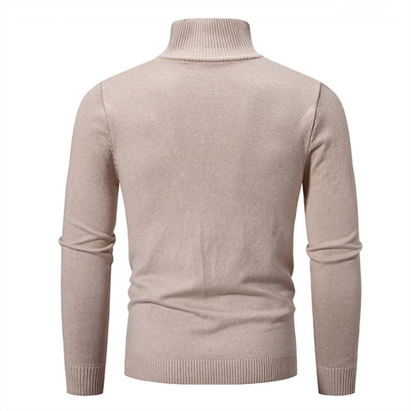 Autumn Winter Men's Half Zipper Knitted Pullovers Sweater Slim Stand Collar Casual Knitwear Men Solid Color Long Sleeve Sweaters