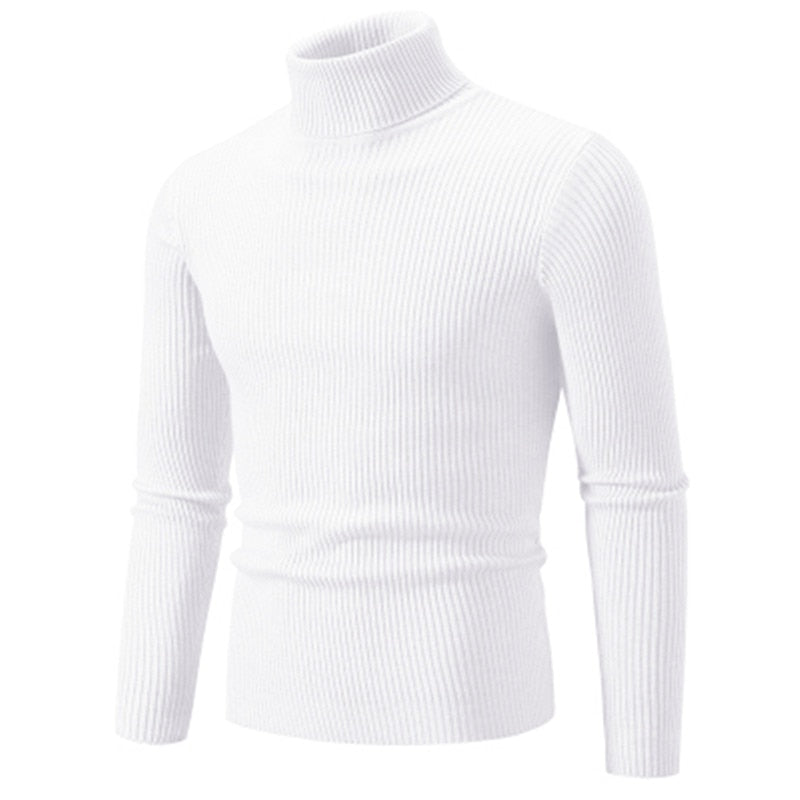 Autumn Winter Turtleneck Sweater Men Warm Knitted Solid Color Pullovers Men's Slim Fit Casual Turtleneck Knitwear Man Sweaters