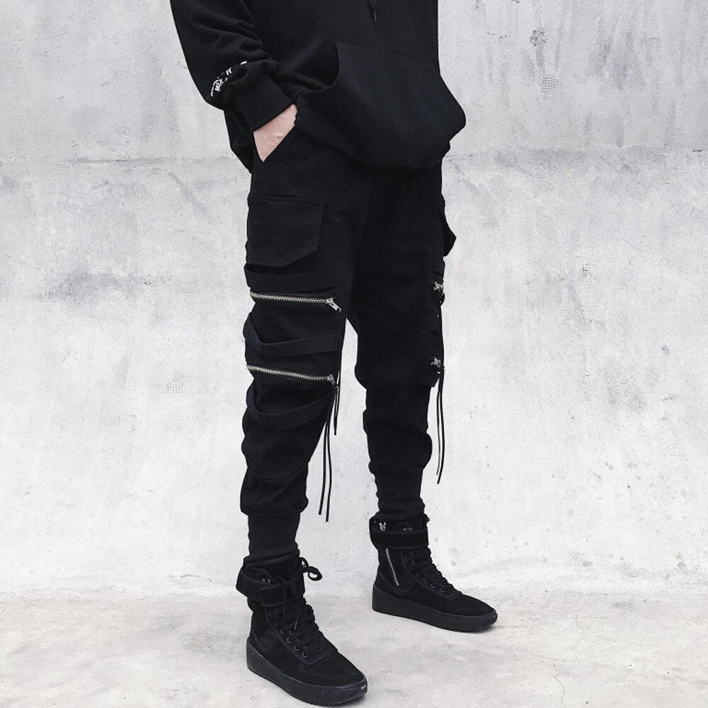 Hip Hop Cargo Pants Harem Joggers Trousers Men Women Ribbons Pockets Streetwear Summer Casual Loose Sweatpant Men's Clothing