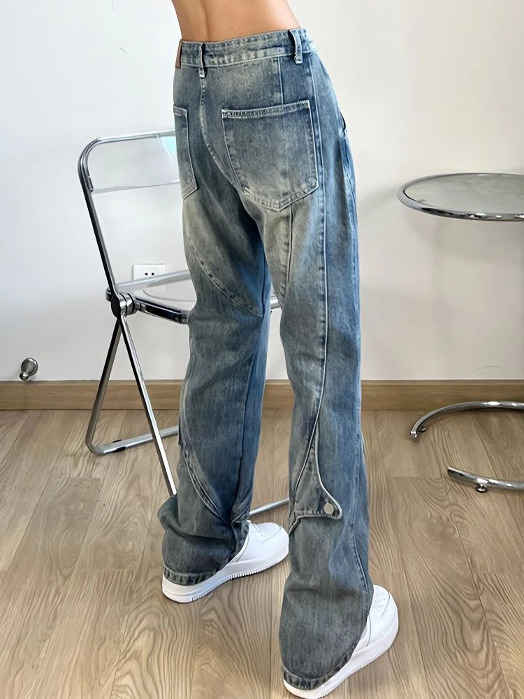 Trousers Light Blue Flared Male Cowboy Pants Straight Jeans for Men Bootcut Harajuku New in High Quality Designer 2024 Fashion