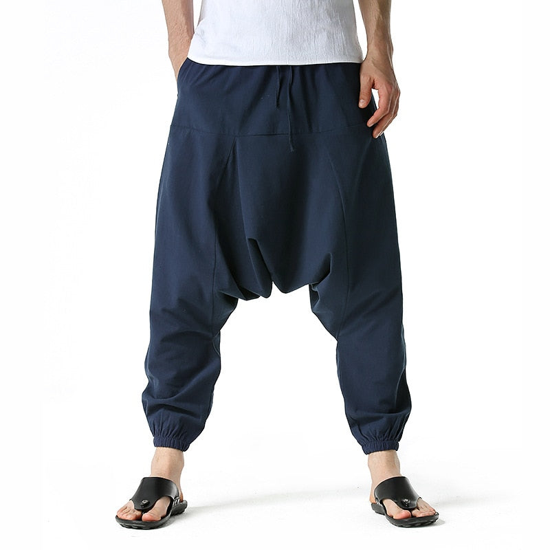 S-3XL!2023 Spring and Autumn New Men's Harem Large Pocket Elastic Trousers Casual Outdoor Party Pants