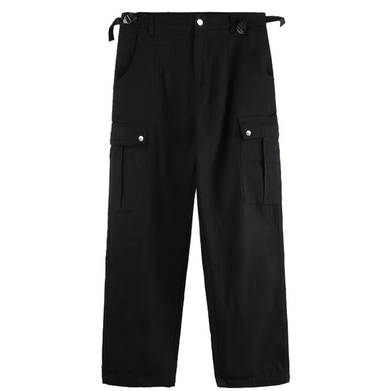 Cargo Pants Men High Street Retro Casual Large Pocket Overalls High Waist Loose Straight Tube Draped Wide Leg Pants For Women