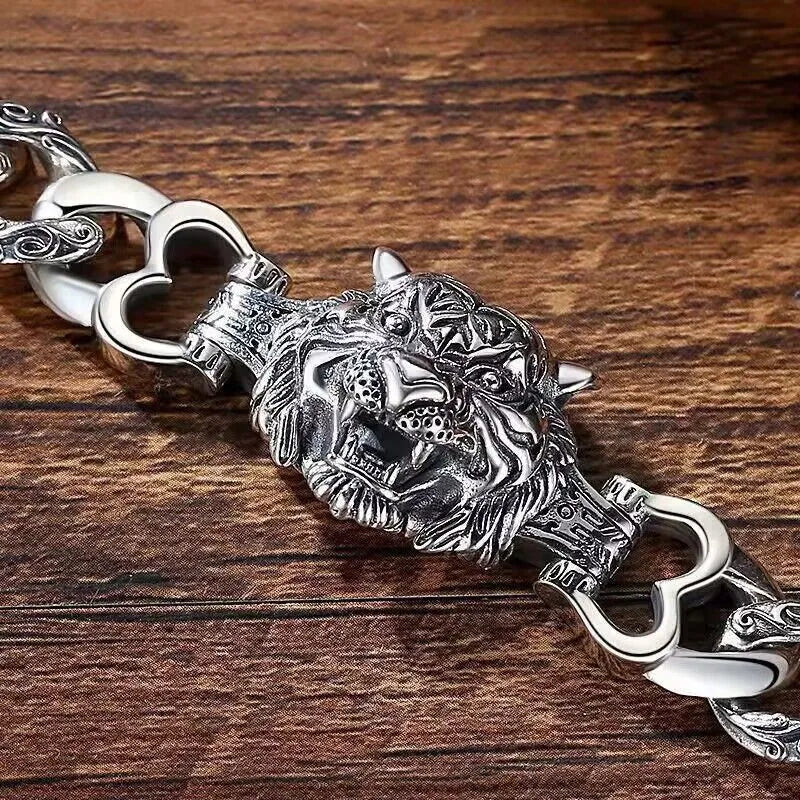 Vintage Domineering Beast Tiger Head Bracelet Charm for Men Fashion Motorcycle Party Rider Jewelry Gift