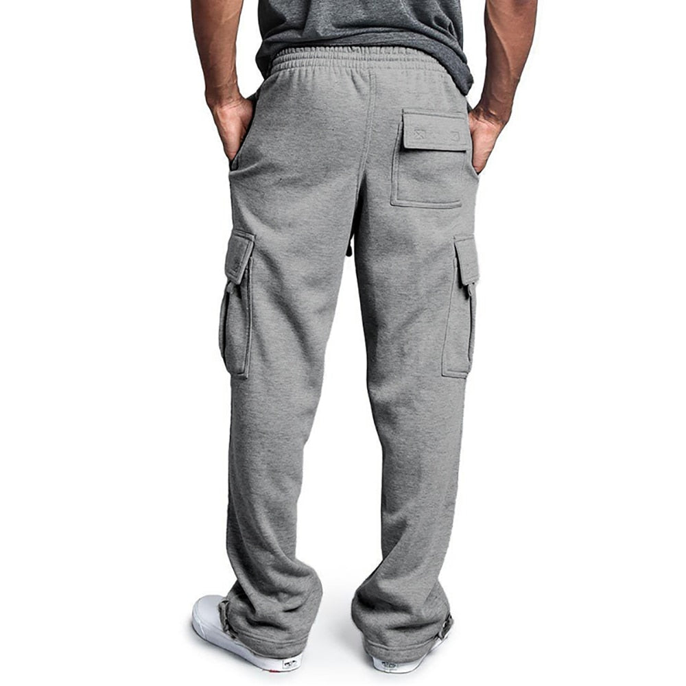 Men Sweatpants Long Pants Loose Sport Fit Jogging Joggers Sweat Pocket Cargo Pants Trousers Plus-size S-4XL