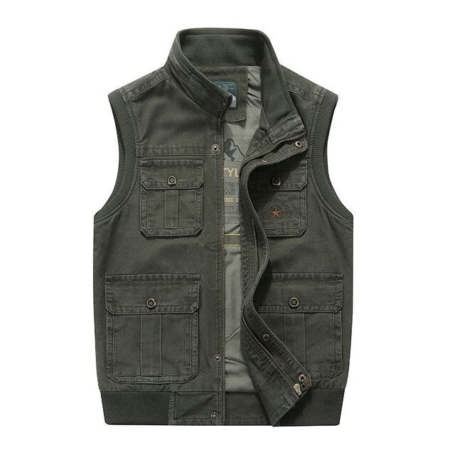 Plus Big Size 6XL 7XL 8XL Brand Clothing Autumn Mens Vests Sleeveless Jacket Cotton Casual Multi Pocket Vest Male Waistcoat Coat