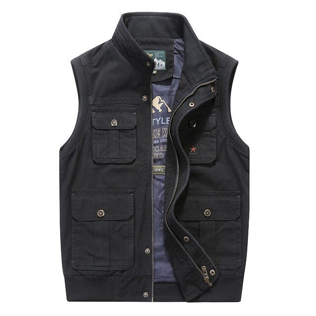 Plus Big Size 6XL 7XL 8XL Brand Clothing Autumn Mens Vests Sleeveless Jacket Cotton Casual Multi Pocket Vest Male Waistcoat Coat