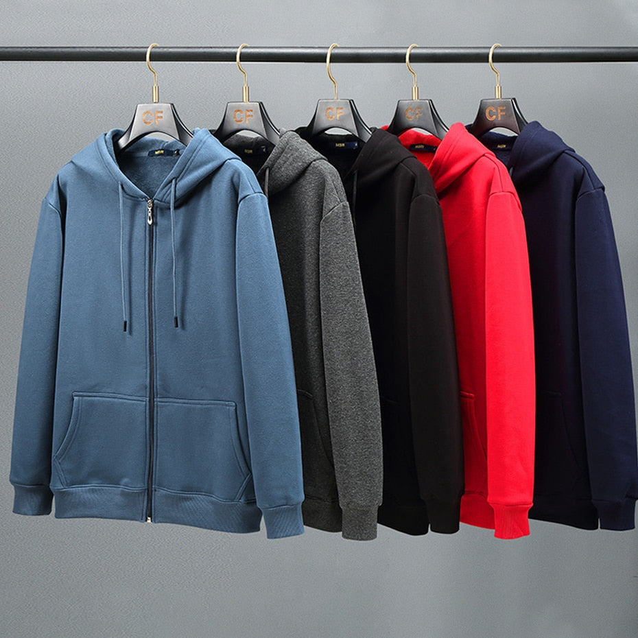 2023 Men Zip Oversized Hoodie Plus Sized Fleece Hood Long Sleeve Top Male Sweatshirt Zipper Loose Baggy Big Size Plus Large 12XL