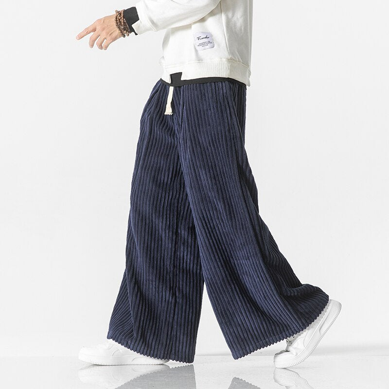 Vintage Men Corduroy Pants Harajuku Mens Solid Color Wide Leg Harem Pants Men Streetwear Casual Jogging Trousers Oversized 5XL