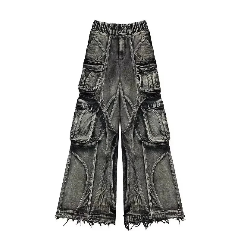 FORUWISH  -  Gothic Retro Hip-Hop Washed Heavy Oversized Loose Jeans Women's Y2K New Trend Harajuku Hip-Hop Joker High-Street Wide-Leg Pants