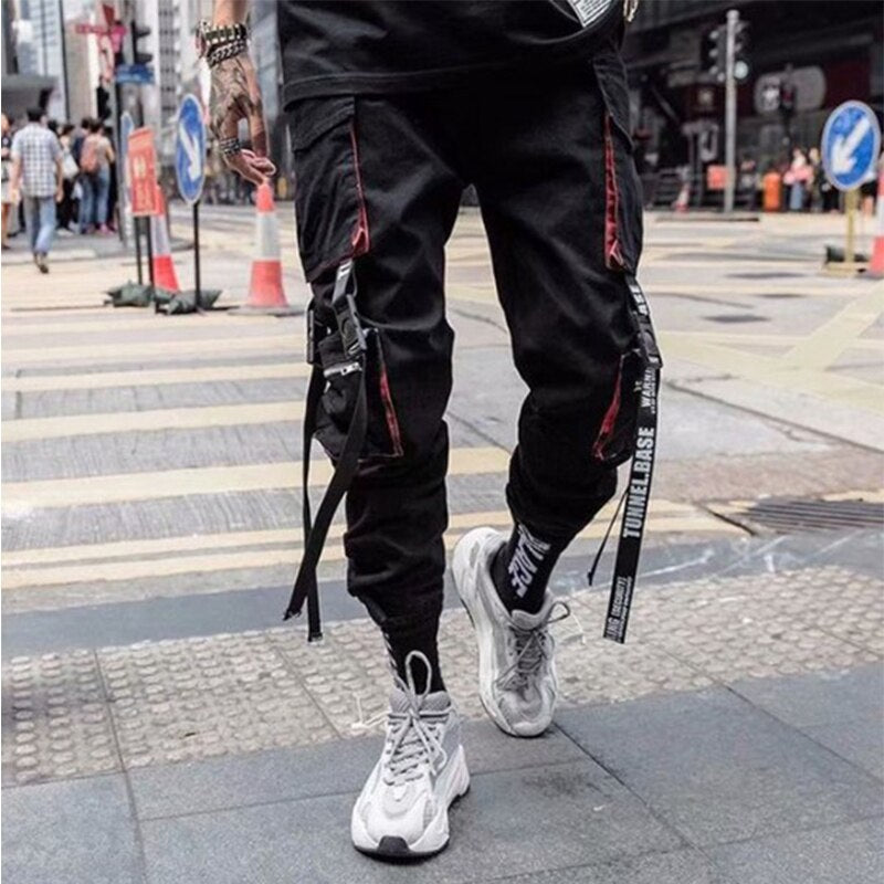 Hip Hop Cargo Pants Harem Joggers Trousers Men Women Ribbons Pockets Streetwear Summer Casual Loose Sweatpant Men's Clothing