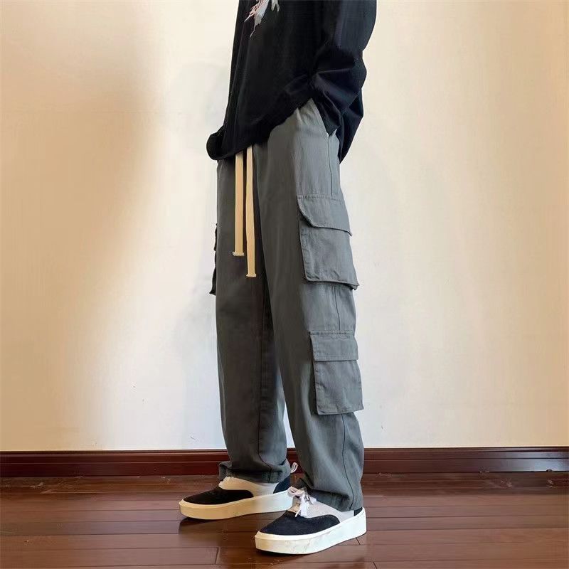 Casual Pants Men's Fashion Loose Thin Straight Wide Leg Pants Women Streetwear Hip-hop Pocket Cargo Pants Mens Clothes