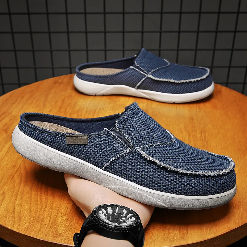 Canvas Slip On Half Shoes For Men 2024 Casual Slippers For Summer Free Shipping Breathable Lightweight Big Size 47 Zapatillas