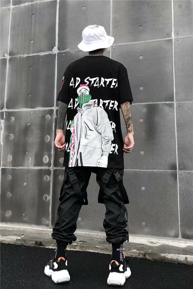 Men Cargo Pants Men’s Casual Hip Hop Harem Pant Hit Color Pocket Male Trousers Sweatpants Streetwear Ribbons Techwear Joggers