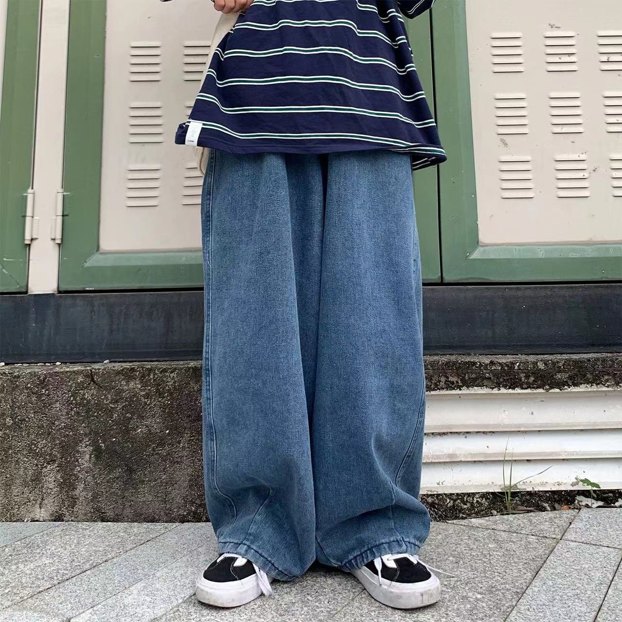 2023 Streetwear  multi-pocket jeans cargo pantsLoose Plus Size Wide Leg Pants Japanese Harajuku Casual Denim Pants Men Clothing