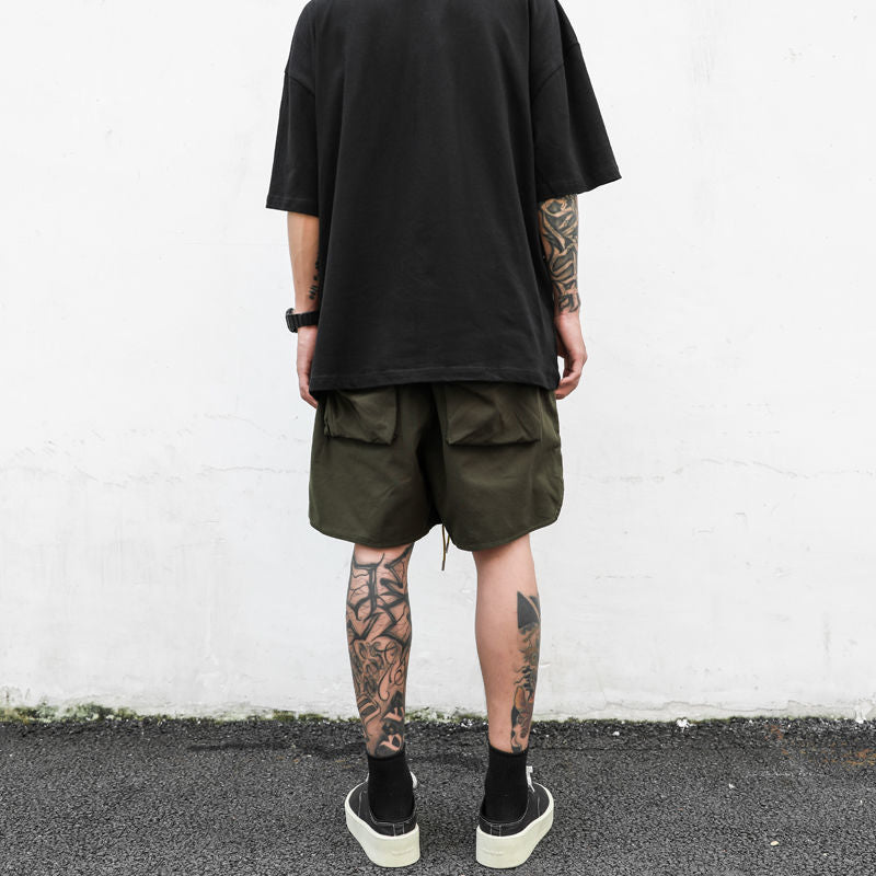 2023 Men's Retro High Street Style Army Green Drawstring Pocket Loose Casual Cargo Shorts for Men Oversize XXXL