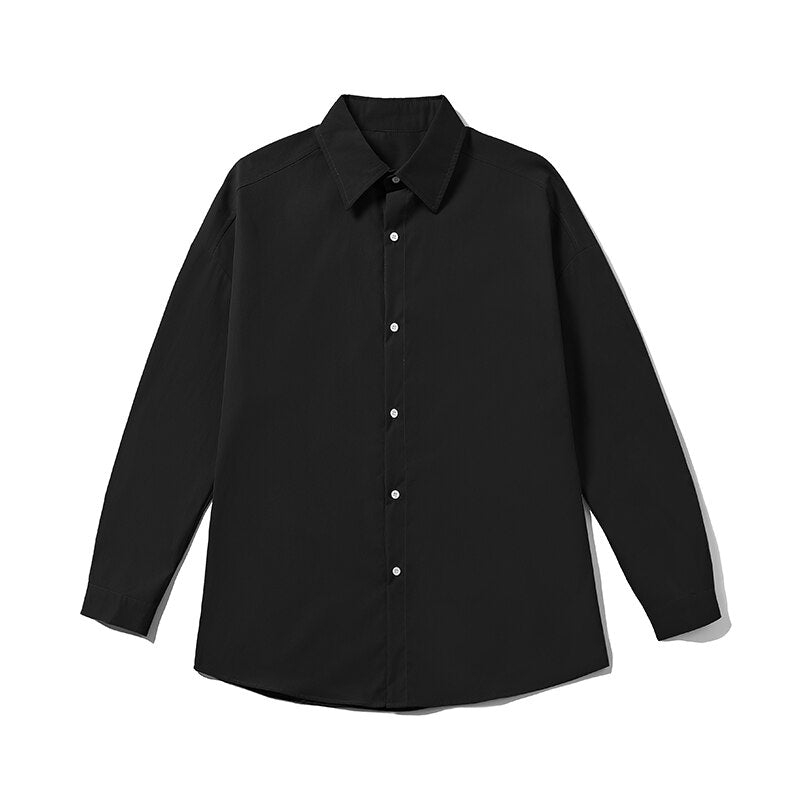 Men Korean Fashion White Long Sleeve Shirts Mens Harajuku Black Oversized Shirt Male Button Up Shirts Blouses 5XL