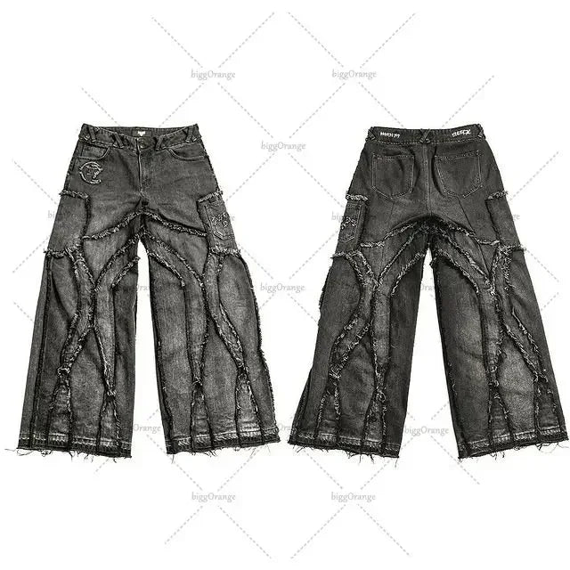 FORUWISH  -  Y2K American retro new washed heavy multi-pocket overalls jeans ladies pants Harajuku Punk Gothic baggy jeans wide-leg pants