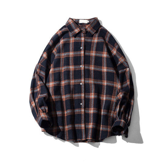 Men Harajuku Color Block Plaid Shirt 2023 Man Streetwear Fleece Shirts Long Sleeve Male Vintage Korean Fashions Clothes