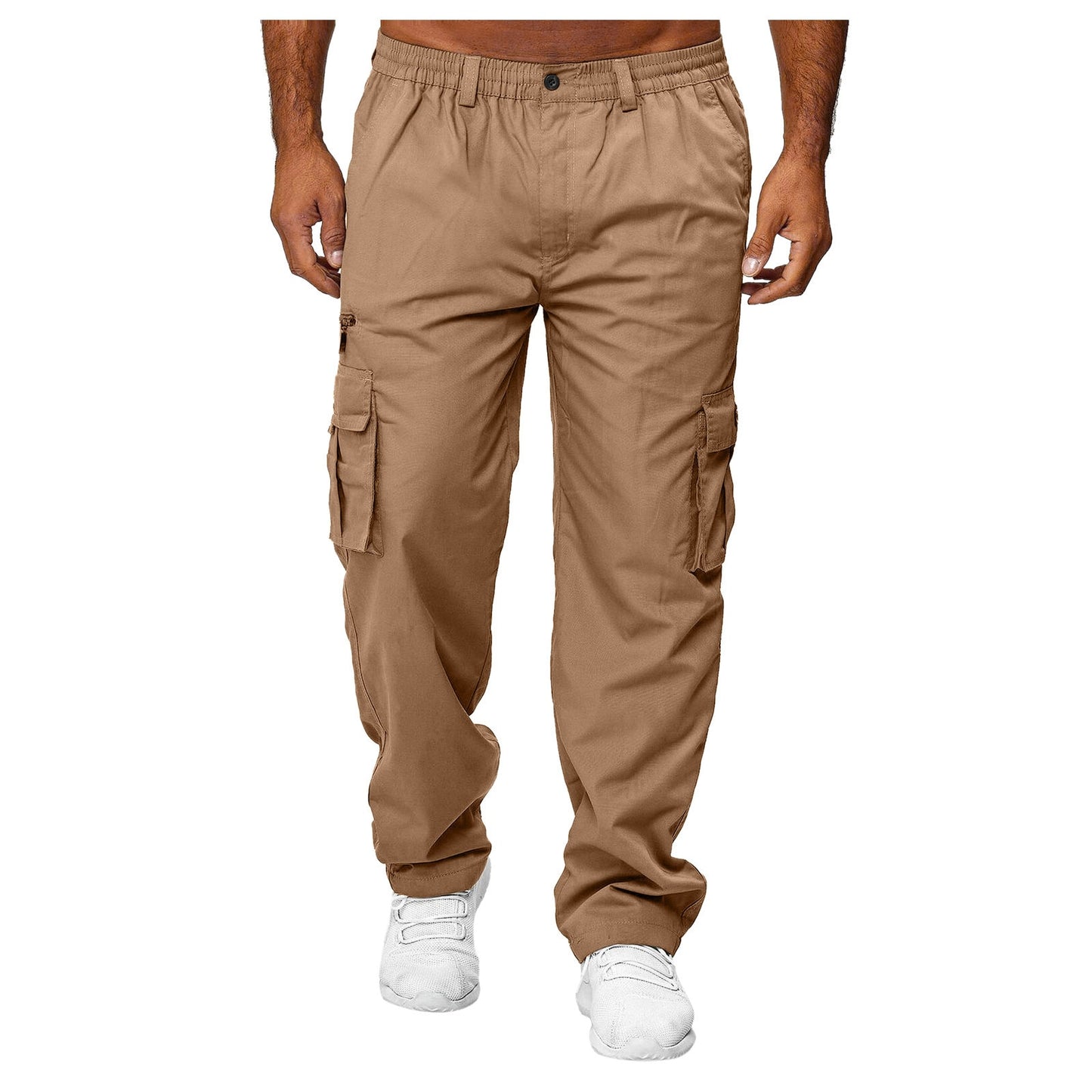 Men Cargo Pants Summer Work Trousers Stretch Waist Loose Multi Pocket Casual Trousers Pants Sports Outdoor Wearing