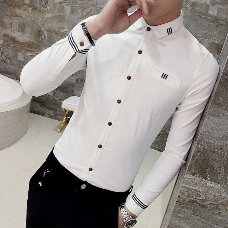 Fashion Lapel Spliced All-match Shirt Men's Clothing Autumn New Oversized Casual Tops Long Sleeve Loose Korean ShirtS