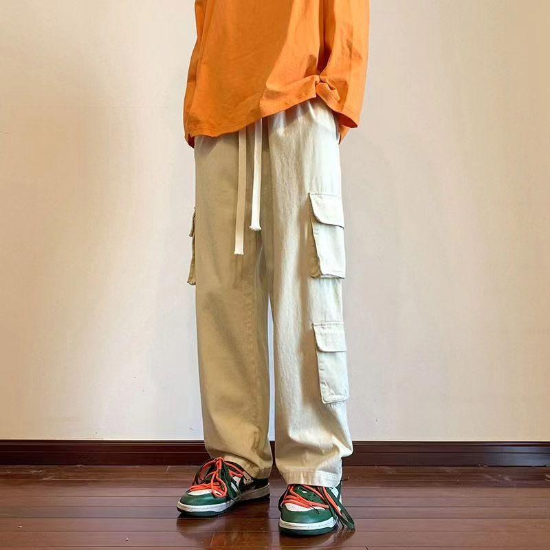 Casual Pants Men's Fashion Loose Thin Straight Wide Leg Pants Women Streetwear Hip-hop Pocket Cargo Pants Mens Clothes