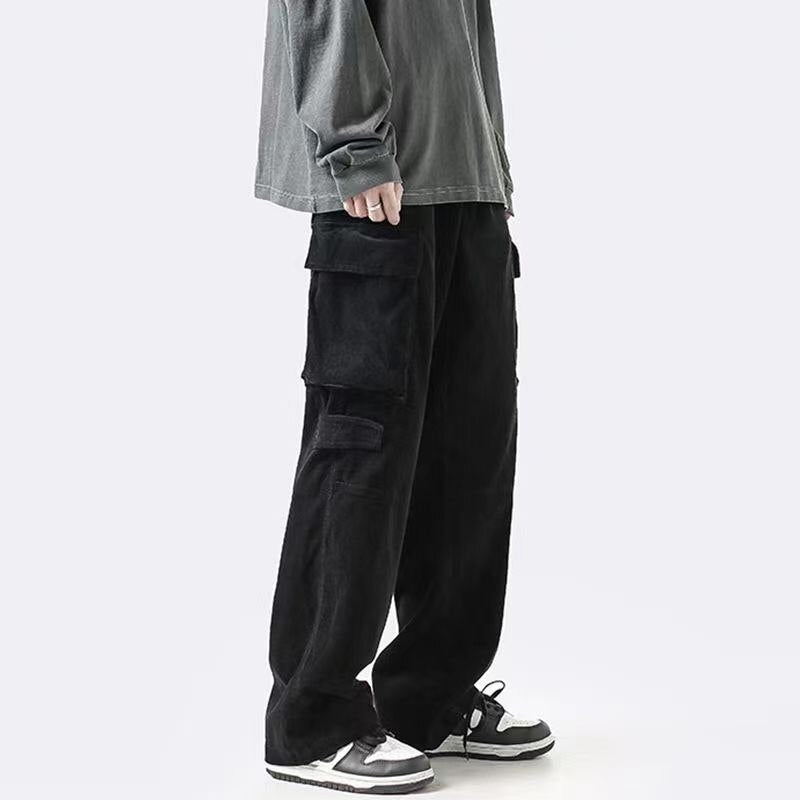 Casual Pants Men's Fashion Loose Thin Straight Wide Leg Pants Women Streetwear Hip-hop Pocket Cargo Pants Mens Clothes