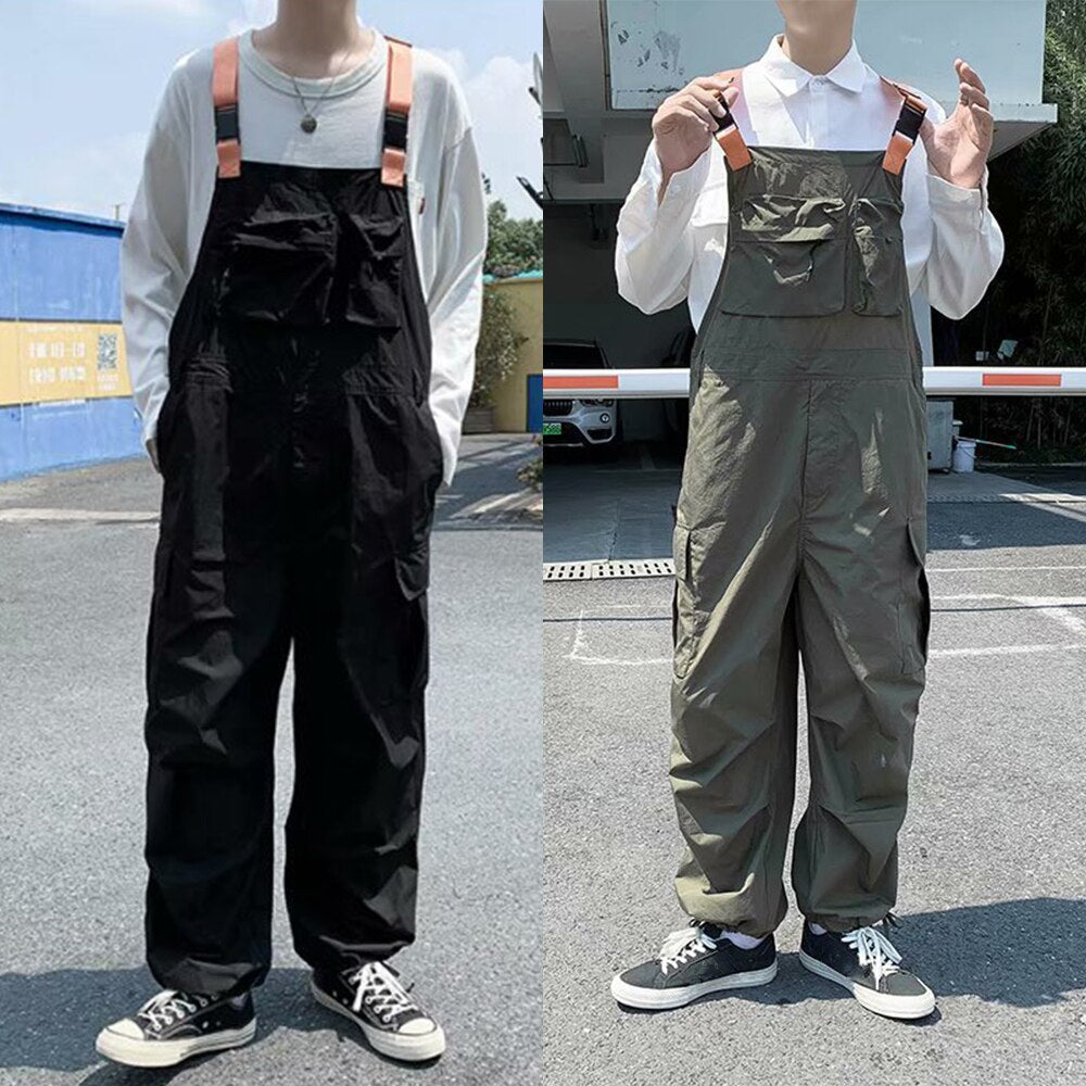 Vintage Overalls Mens Jumpsuit Cargo Pants Trousers Baggy Bib Overall Trousers Men's Techwear Retro Work Pants