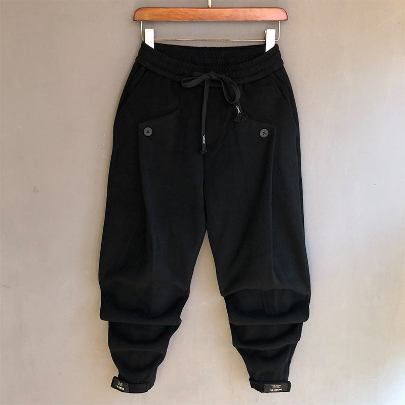 Idopy Fashion Men`s Harem Joggers Cargo Ankle Cuffed Cargo Vintage Elastic Waist Drawstring Streetwear HipHop Pants For Man