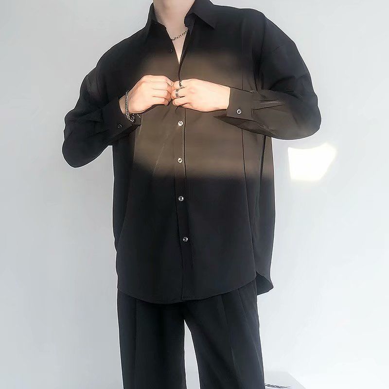 Fashion Lapel Button Solid Color All-match Shirt Men's Clothing 2023 Spring New Loose Casual Tops Long Sleeve Korean Shirts