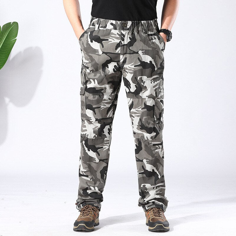 Cotton Cargo Pants Men Overalls Army Military Style Tactical Workout Straight Trousers Outwear Casual Multi Pocket Baggy Pants