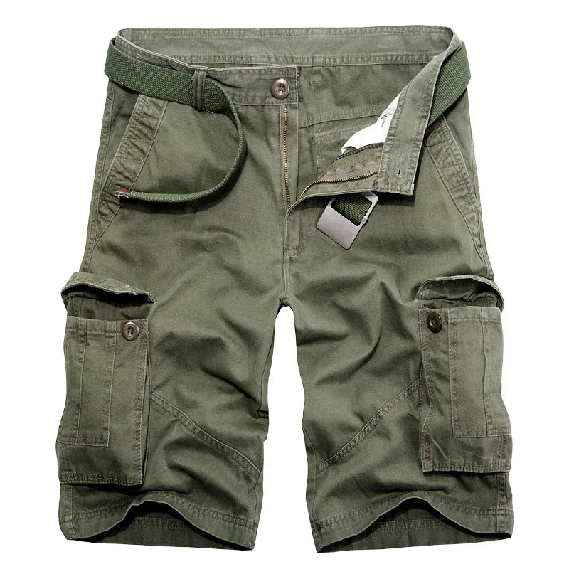 FORUWISH  - New Summer Men Tactical Shorts Multi-Pocket Cotton Male Shorts Cotton Casual New Zipper Straight Man Short Pants