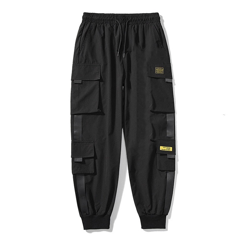 Men Block Black Pocket Cargo Pants Harem Joggers Harajuku Sweatpant Hip Hop Tactical Trousers