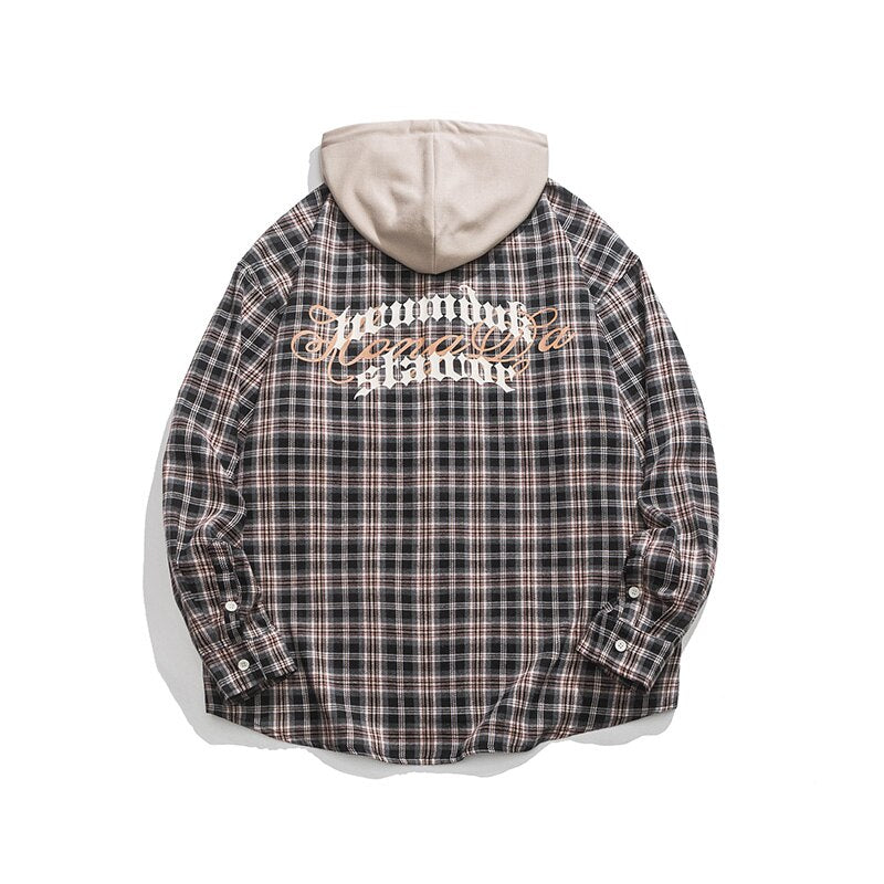 Autumn New Plaid Hooded Long Sleeve Shirts Men's Shirt Neutral Woman Sweatshirt Coat College Fashion Casual Oversize Hip Hop