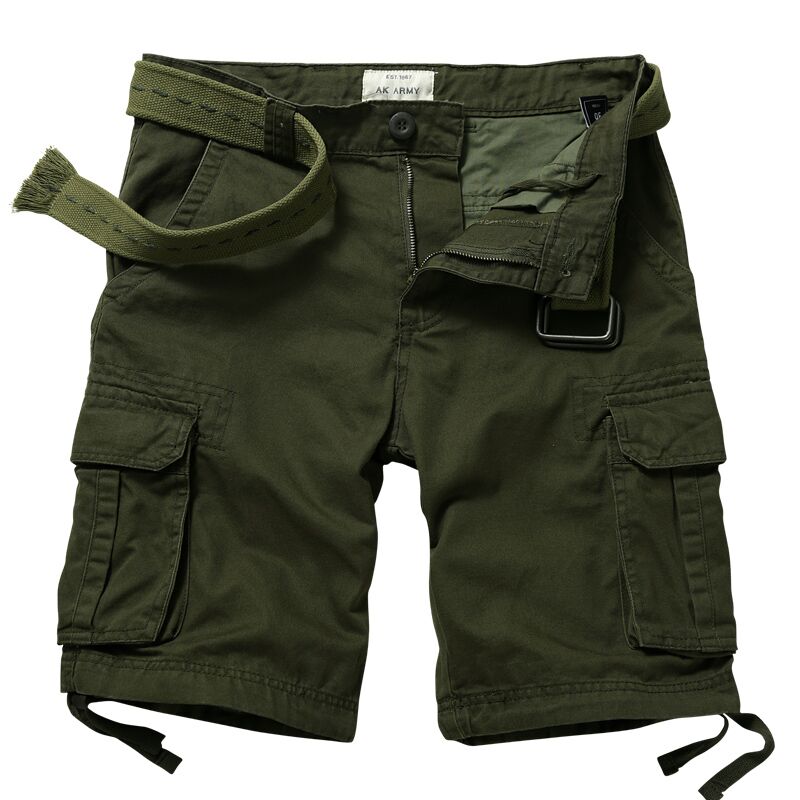 2023 summer Korean style army green cargo shorts men loose washing Multi-pocket army tactical cargo shorts for men size 29-42