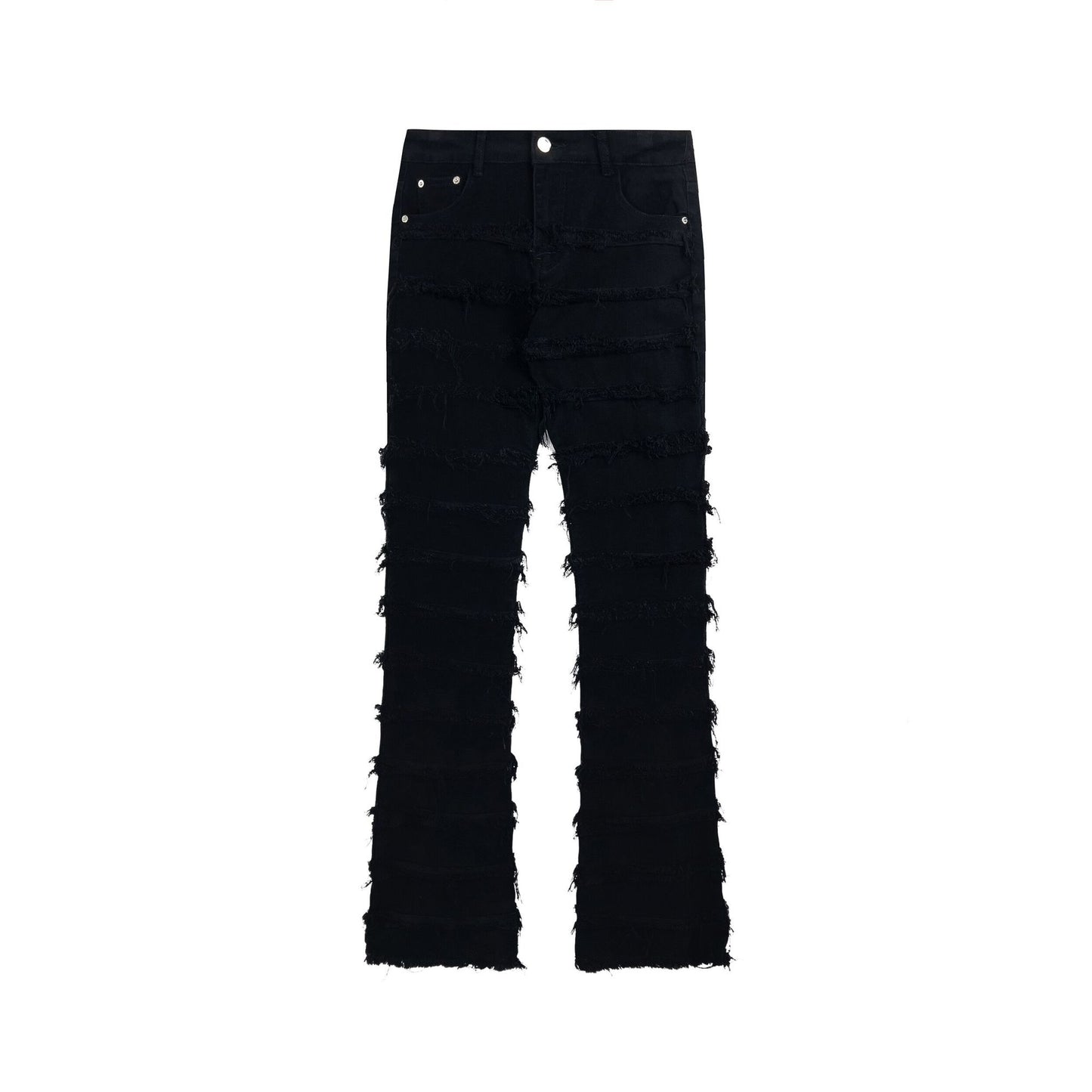 American style black erosion damaged rough high street jeans men's ins hip-hop fashion vintage skinny pants 2023 streetwear