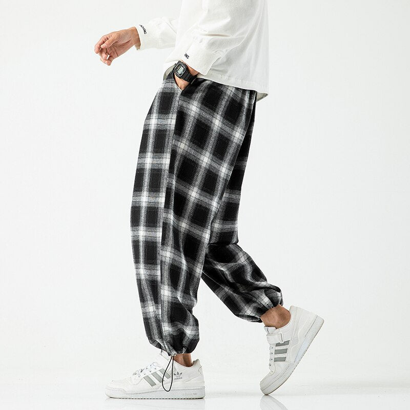 Streetwear Plaid Pants Men’s Casual Straight Trousers for Men Woman Harajuku Hip-hop Harem Pants Male Loose Oversized 5XL