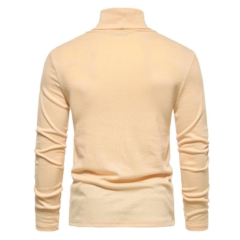 Men‘s Turtleneck Sweater Knitted Pullovers Bottoming Knitwear Fashion Casual Slim Fit Solid Color Stretch Pullover Sweaters Men