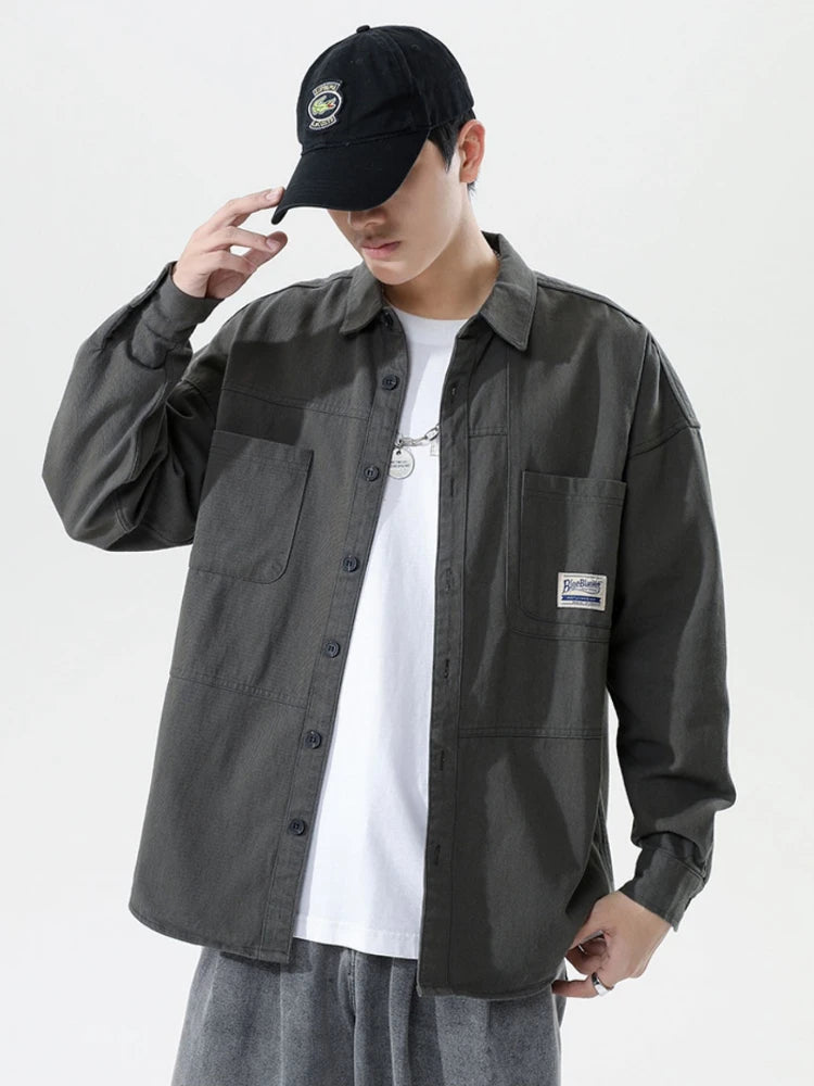 Jackets Men Japanese Style Ins Baggy Chic All-match Long Sleeve High Street Fashion Casual Simple Clothing Spring Autumn Popular