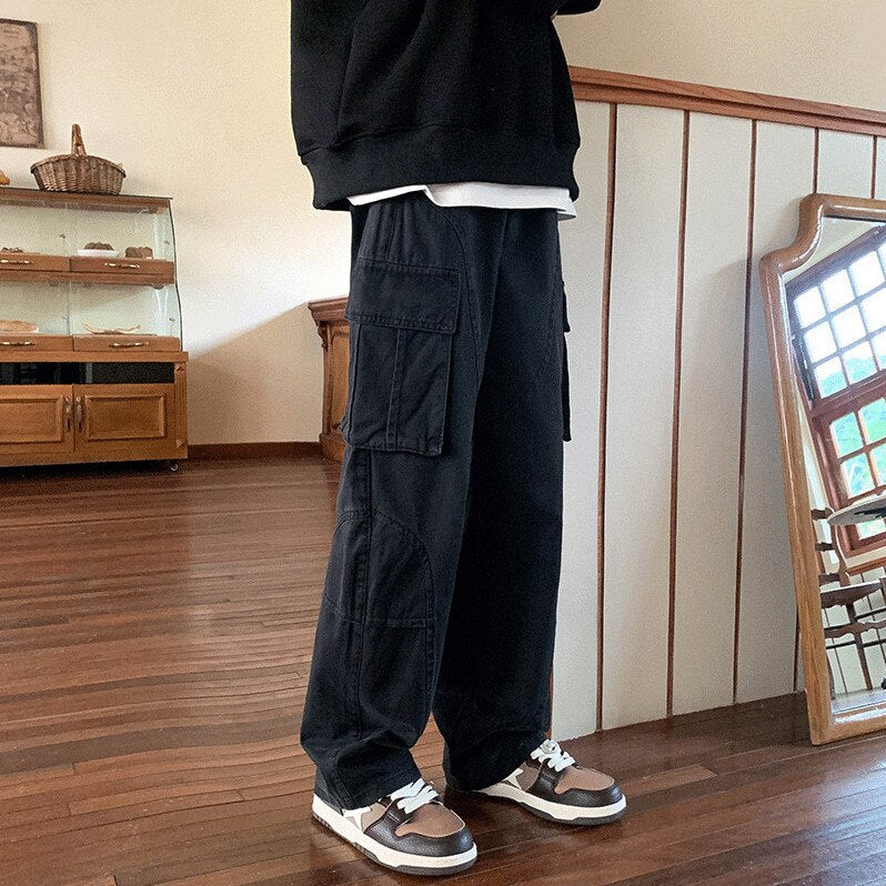 Versatile Casual Pants New Vibe High Street Wide Leg Men Pants Harajuku Cargo Pants Men Autumn Winter Fashion Loose Straight