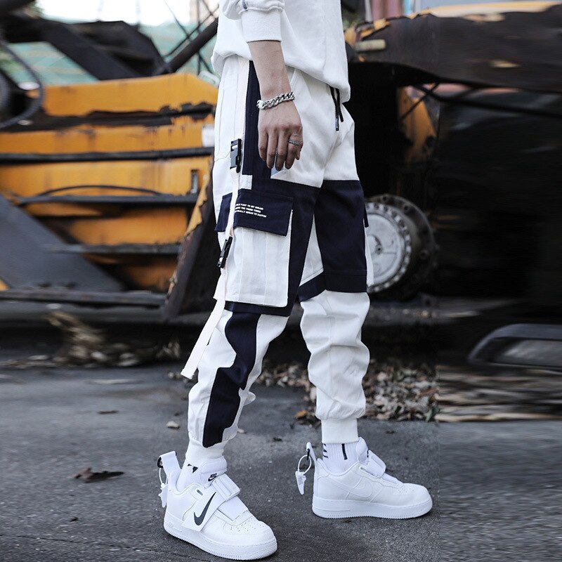 Hip Hop Cargo Pants Harem Joggers Trousers Men Women Ribbons Pockets Streetwear Summer Casual Loose Sweatpant Men's Clothing