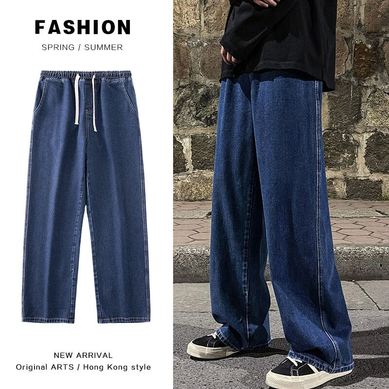 2023 New Korean Fashion Loose Jeans Men Classic Straight Baggy Straight Wide Leg Trousers Street Hip Hop Pants Couple Denim 3XL